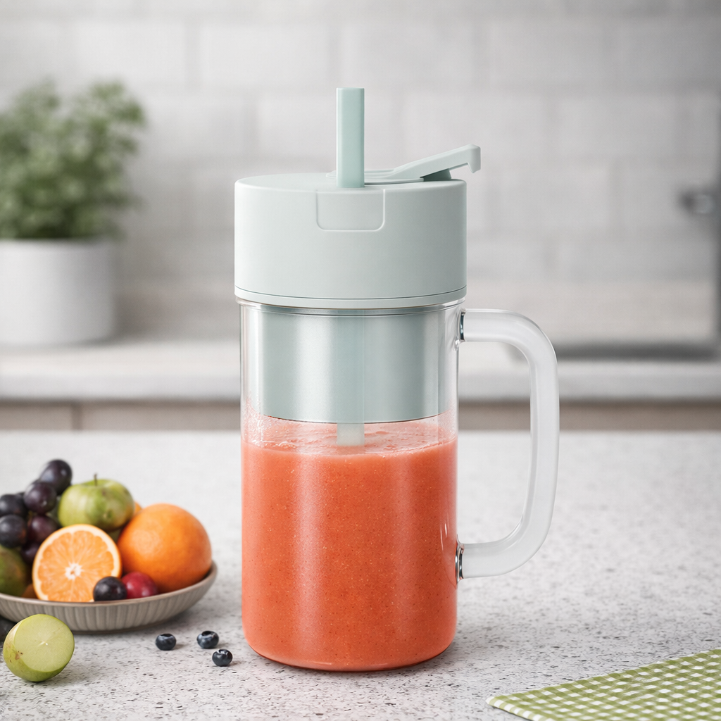 Portable Mini Crusher Juicer | Rechargeable Electric Juice Cup with Straw & Handle