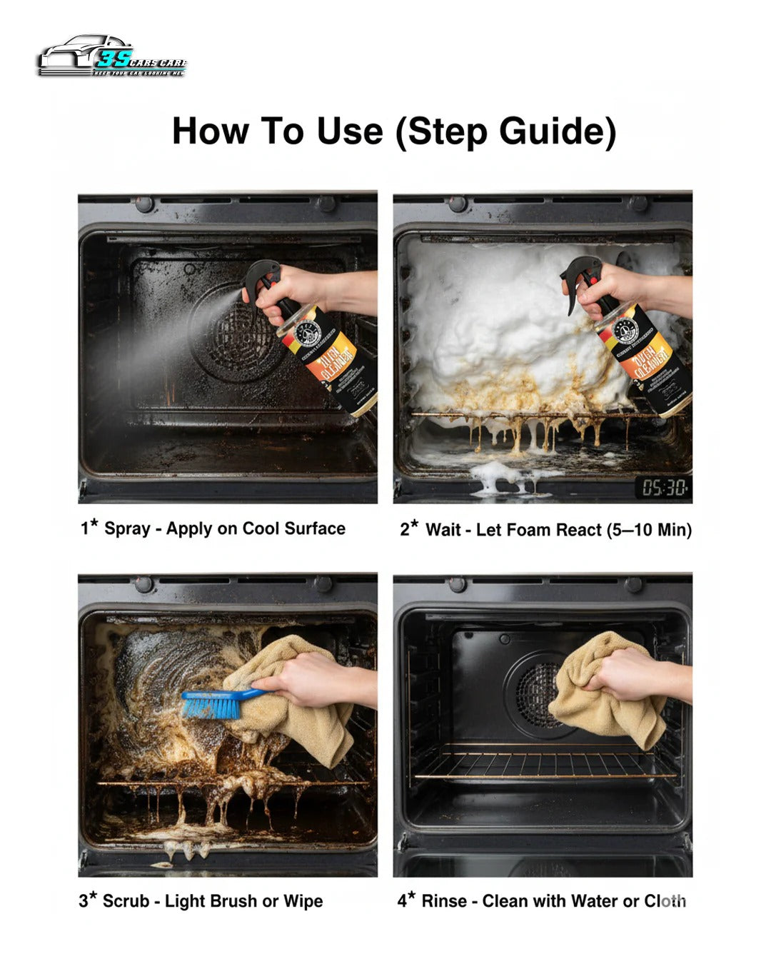 Oven Cleaner – Heavy-Duty Grease & Spill Remover | THREE GUYS - German Engineered (250 ml)