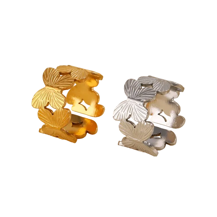 Stylish Alloy Hand Cuff Ring Set – Adjustable Fashion Jewelry for Women in Silver & Golden