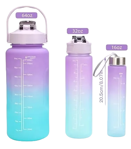 3 Piece Motivational Water Bottle Set