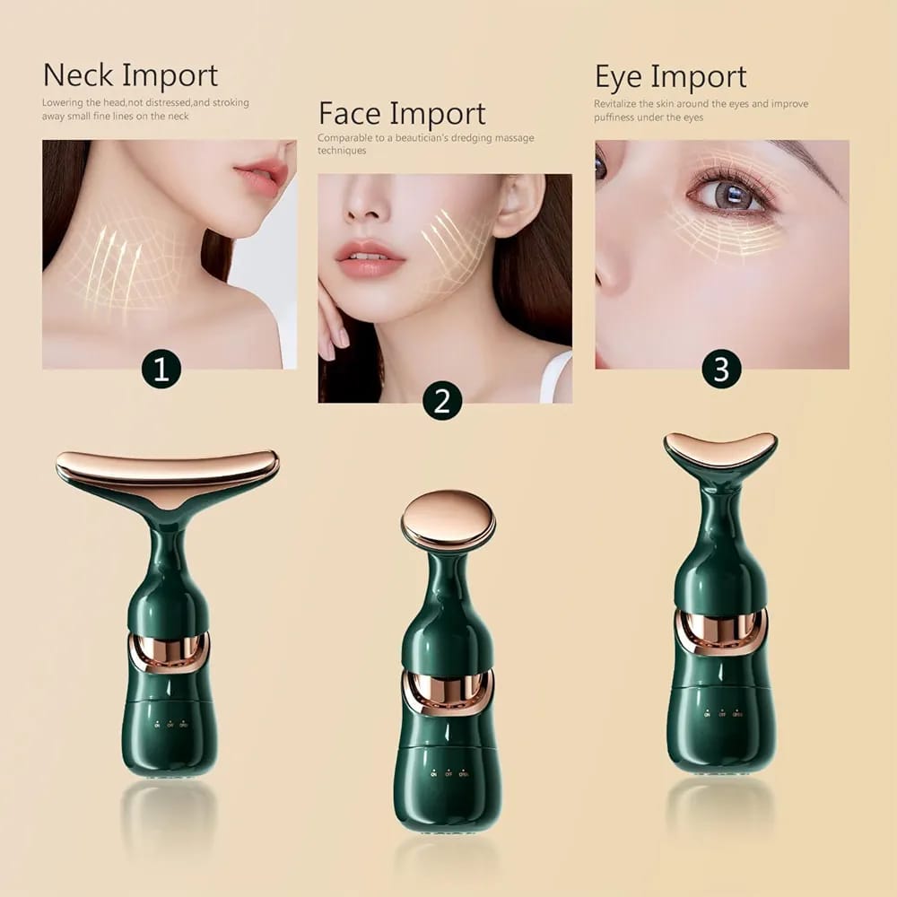 Face Slimming &amp; Uplift Wand 3-in-1 Beauty Massager for Face &amp; Neck, Thermal + Vibration Skin Care Device for Glowing, Smooth &amp; Tight Skin