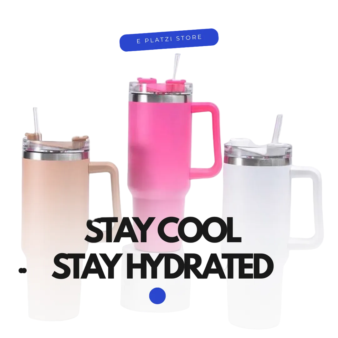 Stainless Steel Tumbler with Straw **Random Colors**