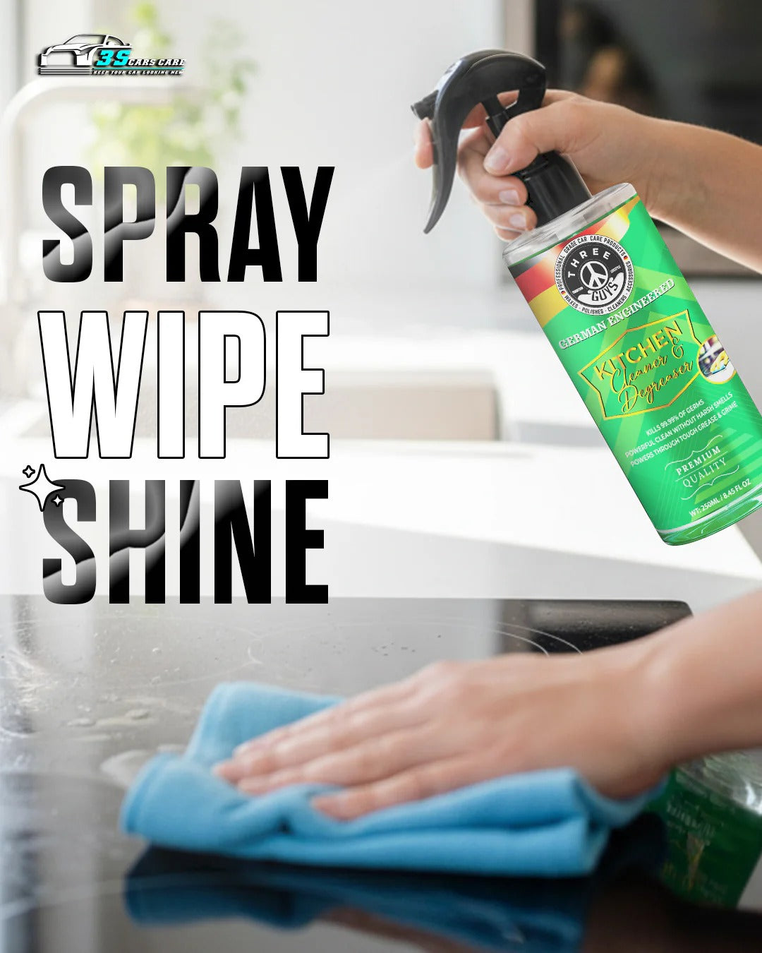 Heavy-Duty Kitchen Cleaner & Degreaser – Germ-Killing Grease-Fighting Spray (250ml)