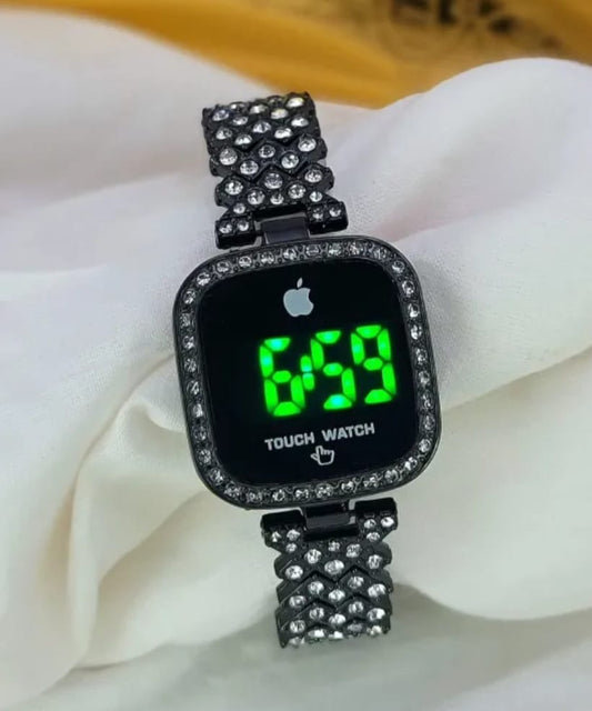 Ladies Square Dial Digital Watch (black )