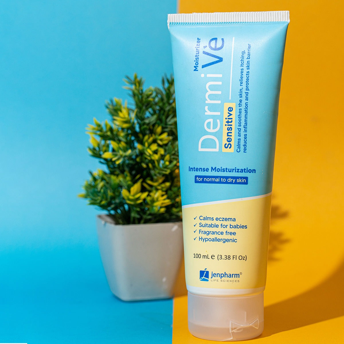 Jenpharm Dermive Sensitive Moisturizer 100ml | Gentle, Hydrating, Non-Greasy Cream for Dry, Irritated & Sensitive Skin